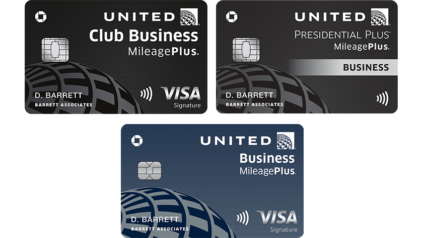 MileagePlus Club Business Card, Presidential Plus Business Card, Explorer Business Card, Business MileagePlus VISA card