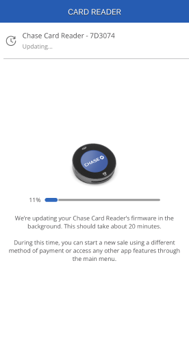 Screenshot of Chase Card Reader firmware process screen