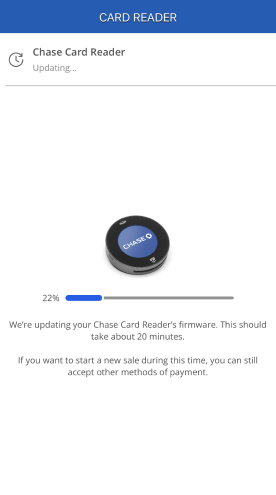 Screenshot of the Chase Card Reader loading the update