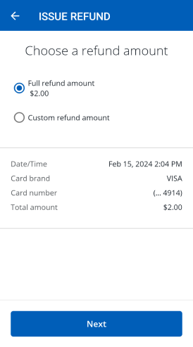 Screenshot of the refund screen.