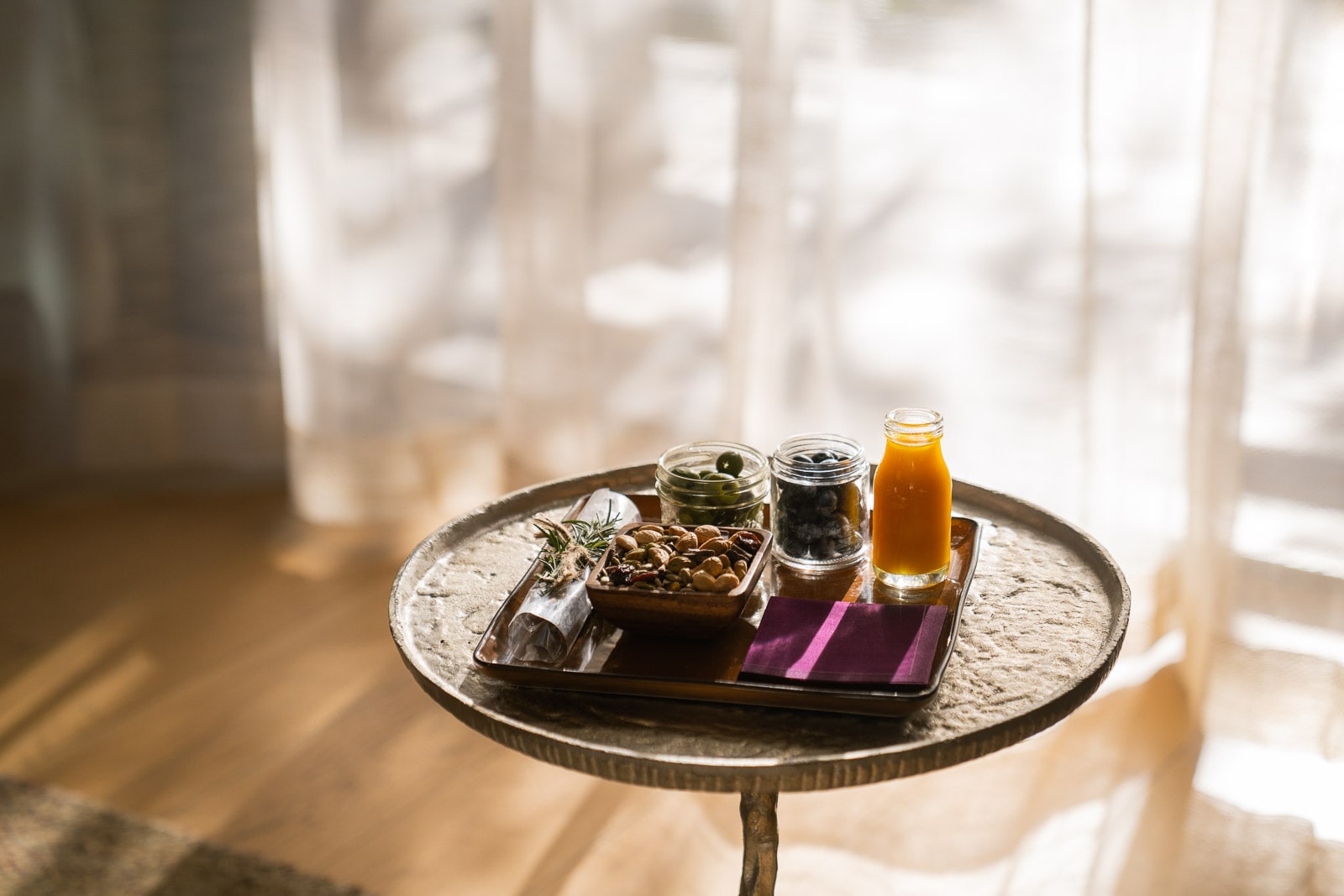 View of welcome snacks