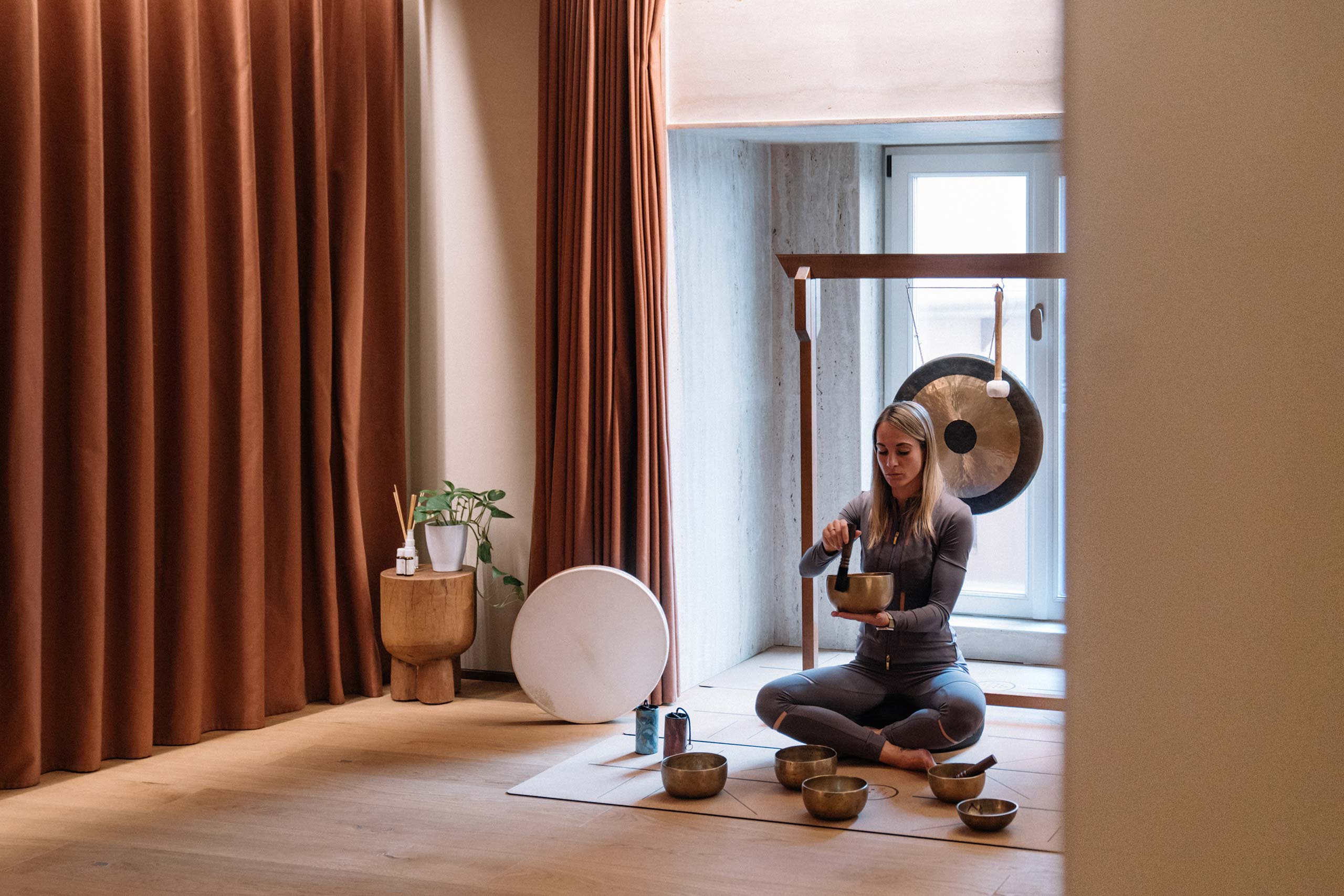 Woman in soundbath