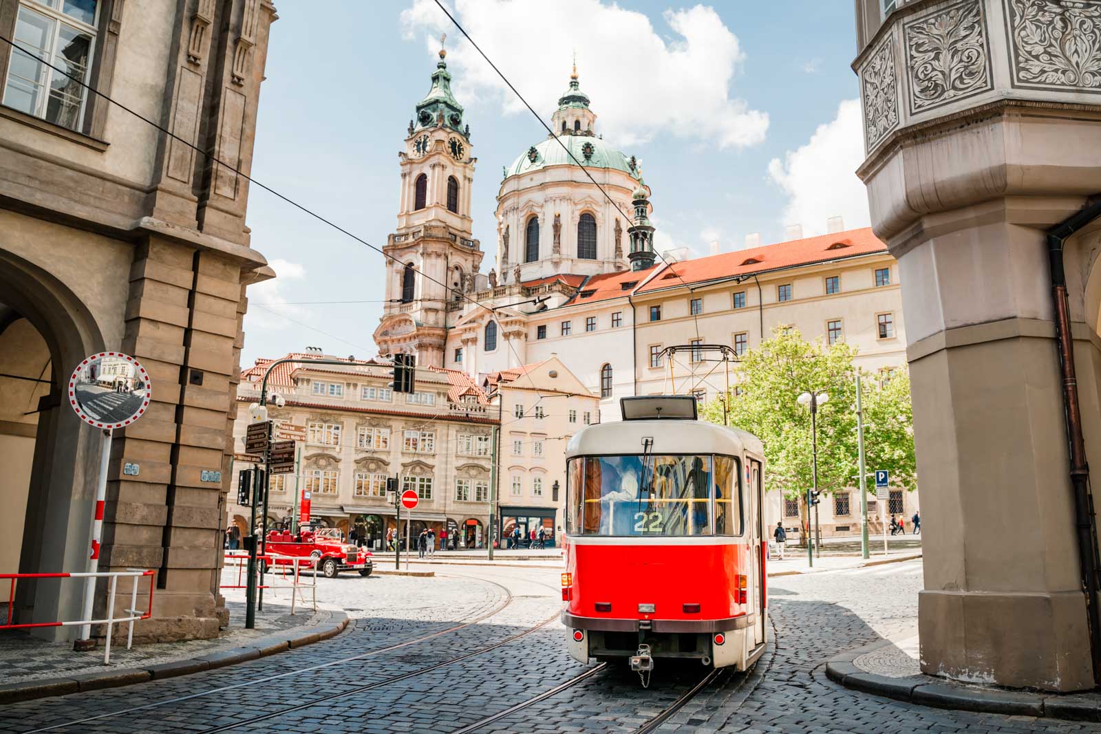 Tram on street in Prague