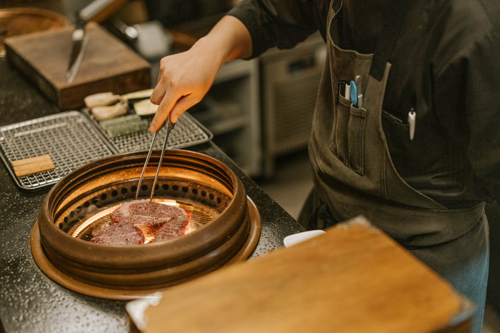 Steak being cooked at Hue135