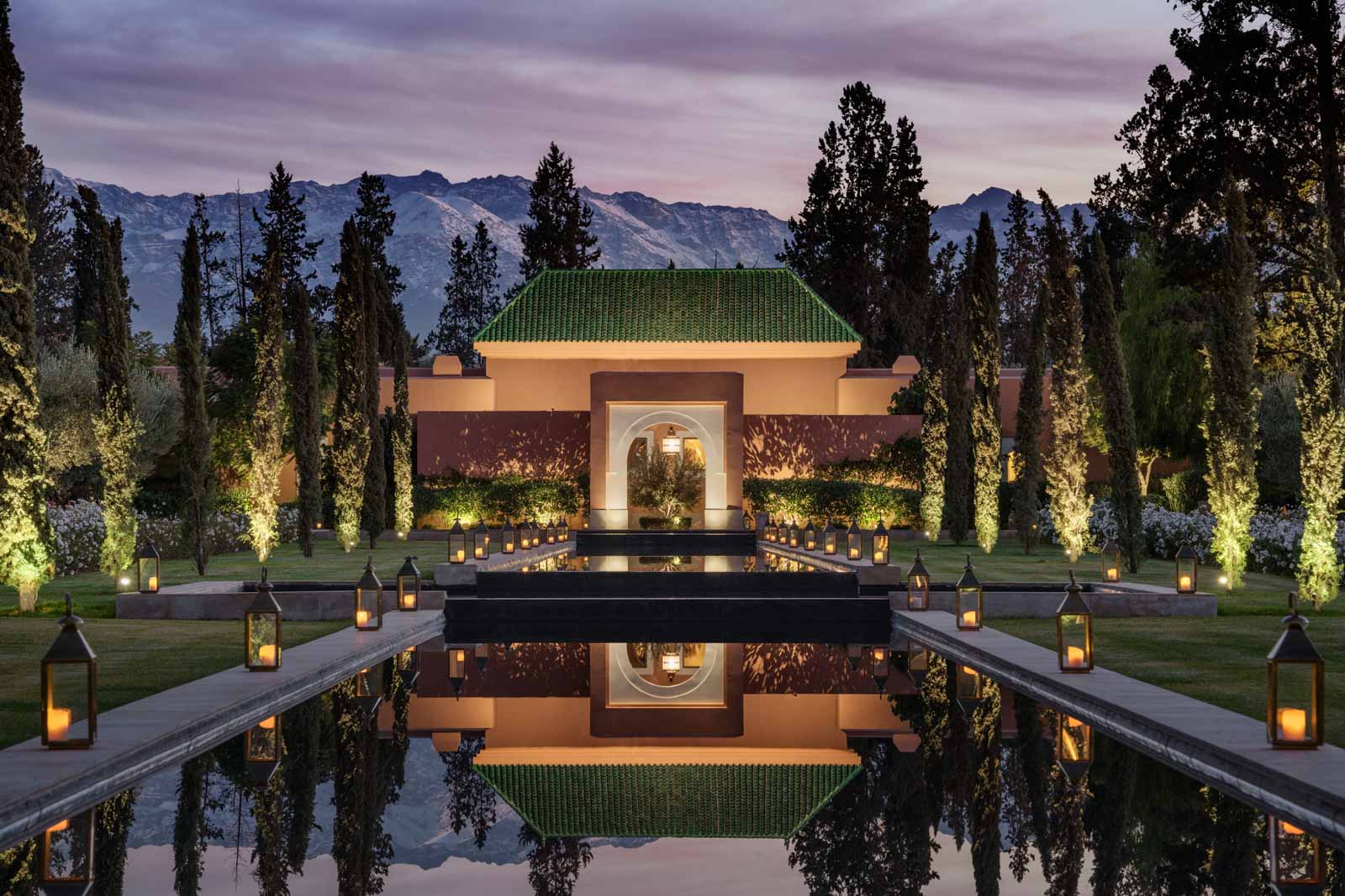 Reflecting pool with candles