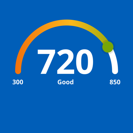 Credit score goes from 300 to a good score of 720